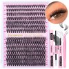 Focipeysa Eyelash Extension Kit D Curl Lash Clusters 280pcs DIY Lash Extension Kit 40D Individual Lashes with Lash Bond and Remover Lash Applicator DIY Lashes Kit for Individual Eyelashes Beginners