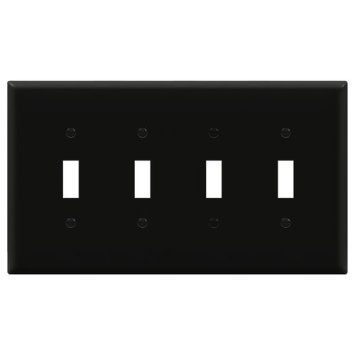 ENERLITES Quad Light Switch Wall Plate, Toggle Switch Plate, Gloss Finish, 4-Gang Mid-Size 4.88" x 8.58", Unbreakable Polycarbonate Thermoplastic, 8814M-BK, Black