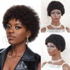 Somo Bella Afro Short Wig, Short Human Hair Wigs Kinky Curly Full Machine Made Daily Wig for Women and Men 4 inches Natural Black Color