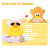 MuMyer 2Pcs Car Rubber Duck Yellow Duck Car Dashboard Decorations Duck Car Ornaments with Alloy Glasses Mini Swim Ring Sun Hat and Necklace for Car Dashboard Decoration Accessories(C-White&Pink)