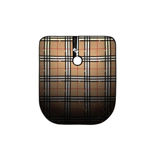 Illuzien Tan Plaid PRO Barber Cape, Hair Cut Cape, Water-Resistant Barber Accessories, Professional Cape (ELASTIC)