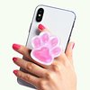 Cute Luminous Cat Paw Phone Grip, Kawaii 3D Shinny Pink Phone Holder Stand Compatible with iPhone and Kindle, Phone Charm and Accessories for Girls Women