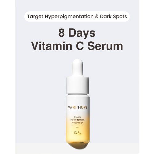 VARIHOPE 8 Days Vitamin C Serum (0.5 oz) - Dual-Layer Ascorbic Acid, Facial Serum for Deep Moisturization, Korean Skincare Ampoule, Glowing & Radiant Skin