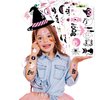 Pink Black Halloween Temporary Tattoos - Baby Shower 80 PCS Boo I'm Two Ghost Witch Hat Themed Stickers for Kids Birthday Party Supplies, Decorations, Favors, and Prizes, Cute Gifts for Boys and Girls