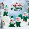 Cunno 12pcs Christmas Baby Elves Miniature Elf Doll Plush with Elf Clothes Xmas Elf Toy Accessories for Little Girls and Boys Christmas Advent Calendar Easter Decorations (Green)