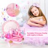 Toddler Vanity, Portable Kids Vanity Set with Mirror & Accessories, Little Girl Princess Vanity Toy with Lights and Music, Pretend Makeup for Toddlers 1-5