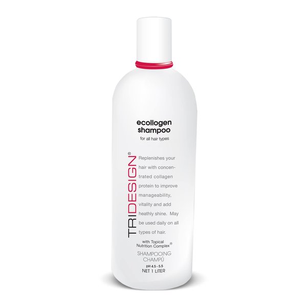 TRI Ecollogen Moisturizing, Hydrating, Gentle Thickening and Volumizing Hair Products - Natural Shampoo, 1 Liter (33.8 oz.)