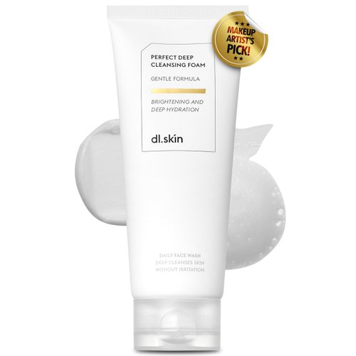 DL SKIN Perfect Deep Gentle Face Wash Cleansing Foam w/ 6 Types of Hyaluronic Acid & Plant-Derived Surfactants | Moisturizing Foaming Facial Cleanser Face Wash for Deep Radiance Hydration (5.07 fl oz)