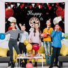 JOYKY Happy 9th Birthday Banner, Red Black Happy 9th Birthday Party Decorations for Boys Girls, 9 Year Old Birthday Supplies Backdrop Décor, 5.9 X 3.8 Fts