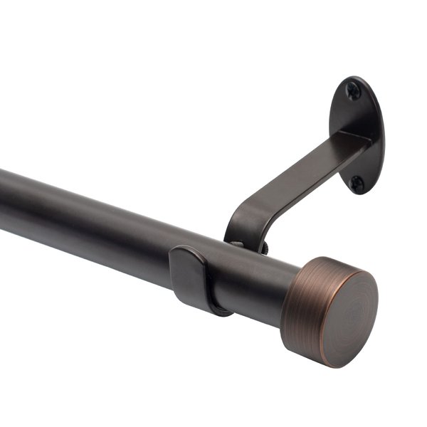 Elrene Home Fashions Serena Single Curtain Rod for Curtains and Drapery with Contemporary Cap Finials, 1-Inch Diameter, 28" - 48" Adjustable Rod, Antique Bronze