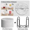 Billbotk 9 Pieces Ceramic Coasters for Drinks with Holder, Absorbent Drink Coasters for Coffee Table, Marble Style Coasters Wooden Table, Suitable for Kinds of Cups, 4 Inches