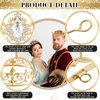 Henoyso 4 Pcs Prom King and Queen Crowns for Men Women King Queen Tiara Crystal Headband Homecoming Costume Party Favor(Gold, Delicate)