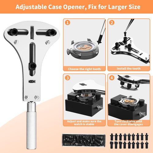 BYNIIUR Watch Repair Kit, Watch Case Opener Spring Bar Tools, Watch Battery Replacement Tool Kit, Watch Band Link Pin Tool Set with Carrying Case and Instruction Manual