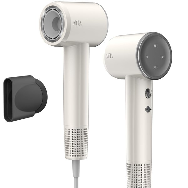 AINA Hair Dryer, Blow Dryer - Brushless Motor, 110,000 RPM Lightweight, Ionic Travel 110V/ALCI Plug(1vory White)