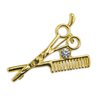 MD® Barber Gold Shear & Comb Lapel Pin with Clear Jewel