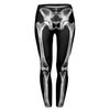 Aventy Women's Girls Fashion Digital Print Stretch Leggings Full-Length Black White Skeleton Bone Skull Tights Pants (Bones, One Size)