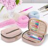 YARWO Crochet Hook Case, Travel Organizer Bag for Crochet Hooks, Aluminum Crochet Hooks, and Crochet Supplies, Dusty Rose (Bag Only)