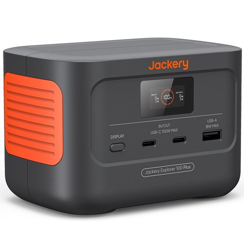 Jackery Explorer 100 Plus Portable Power Station, 31,000mAh Portable Charger 99Wh LiFePO4 Battery Pack with 128W Output, PD 3.0 Fast Charge, Ideal for Laptop, Flight Train Travel(Solar Panel Optional)