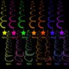56 Pieces Rainbow Hanging Swirl Decorations Neon Swirl Streamers UV Neon Garland Ceiling Decorations Glow in The Dark Neon Party Supplies and Decorations Black Light Party Kit for Birthday Wedding
