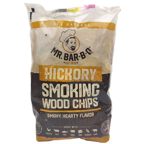 Hickory Wood Smoker Chips, All Natural Wood Chips for Smokers, Works on Any Heat Source like Gas, Electric Grill, 100% Hickory Wood Chips for Picnic, Grilling, BBQ & Camping by Mr. Bar-B-Q(1.6 Lb Bag)