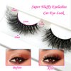 Mink Lashes Flu-ffy Lashes 20mm Long Flu-ffy Cat Eye False Eyelashes 3D Volume Curly Dramatic Fake Eyelashes Thick Full Lashes 5 Pairs Pack(5W-TB18)