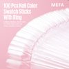 MEFA 100 Pcs Clear Nail Swatch Sticks with Ring and Numbered Tips, False Nail Sample Sticks for Nail Art Polish Color Practice Fan-Shaped Display