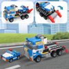 COGO MAN 3in1 City Police Building Set, Police Car Transporter Building Toys, Police Truck with Trailer & Rescue Helicopter, Police Chase Building Kit, Gift for Boys Kids Aged 6-12, 249 PCS