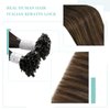 YoungSee U Tip Hair Extensions Human Hair Balayage Darkest Brown with Medium Brown Keratin Hair Extensions Balayage U Tip Human Hair Extension Ombre U Tips Remy Hair Extensions for Women 14In 1G/S 50G
