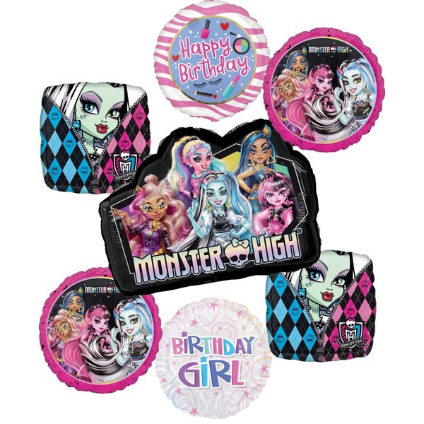 Anagram Monster High Birthday Girl Party Supplies Balloon Bouquet Decorations 7 pc, BQ_4246