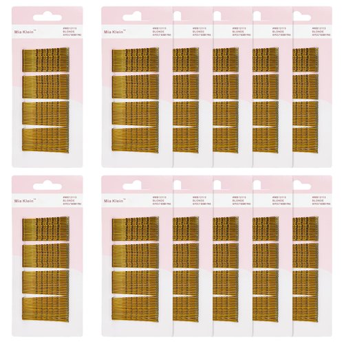 Mia Klein 720 Count Bobby Pins 2 Inch, 60PCS Each-Pack of 12, Crimped Hair Pins, Non Slip Hair Accessories for Kids, Girls, and Women (Blonde)