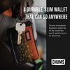 Chums Surfshorts Wallet - Lightweight Zippered Minimalist Wallet with Clear ID Window - Water Resistant with Key Ring (Black/Gray)