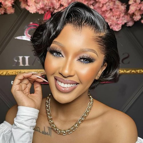 ZHENLISI 13X4 Bob Lace Frontal Wigs Human Hair Wigs Pre Plucke with Baby Hair Natural Wave Glueless Brazilian Human Hair Wigs for Black Women