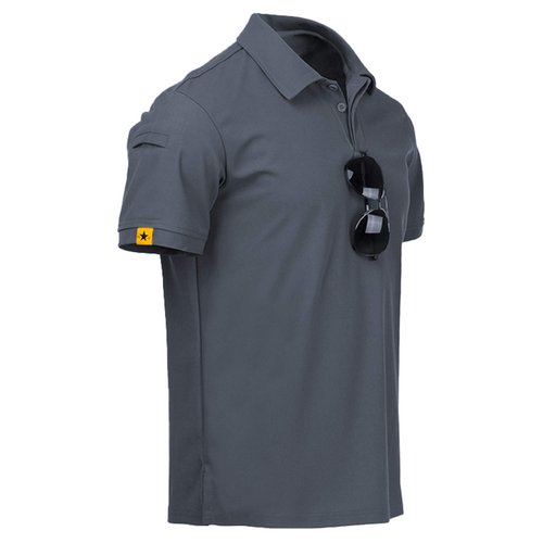 ZITY Mens Polo Shirt Short Sleeve Sports Golf Tennis T-Shirt Grey-L