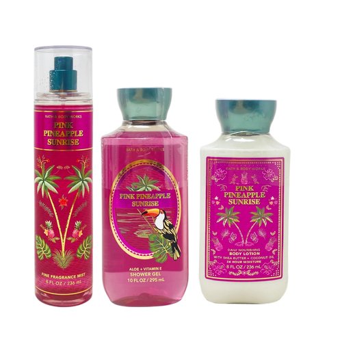 Generic Bath and Body Work Pink Pineapple Sunrise - Trio Gift Set - Fragrance Mist, Body Lotion and Shower Gel