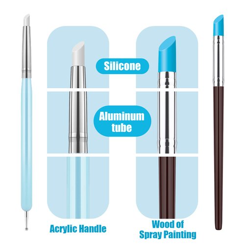 Clatoon 10Pcs Silicone Clay Sculpting Tool, Modeling Dotting Tool & Pottery Craft use for DIY Handicraft, Silicone Brush, Sculpture Pottery, Nail Art