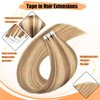Tape In Hair Extensions Human Hair Camel Brown Mixed with Bleach Blonde #8/613 Real Human Hair 20 Inch Tape In Extensions 20pieces 50g/Pack Invisible Tape Extensions Remy Human Hair