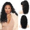 HOOJIH Ponytail Extension for Black Women Curly Wavy Drawstring Ponytail Hair Extensions Extra Fluffy Fake Pony Tail Extension 18 Inch Synthetic Hairpiece for Daily Use - Natural Black