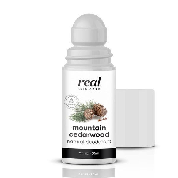 Real Skin Care Organic Deodorant with Coconut Oil | Handmade In the USA | Mountain Cedarwood | All Natural Deodorant for Women and Men | Vegan Aluminum Free Deodorant Infused with Essential Oils