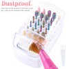 2 in 1 Nail Drill Bits Holder & Nail Drill Bits Cleaning Brush Case,30 Holes Dustproof Nail Art Drill Bits Stand Display Storage Box and Nail Drill Bits Cleaner Manicure Tools (White)