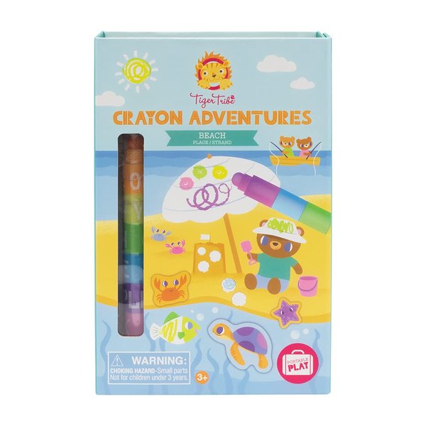 Tiger Tribe Coloring Set - Beach - Take Along Travel Art Kit - All Supplies Included - Easy Clean Up and Storage - Ages 3+ - 60640