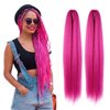 WUDAS Pink Braiding Hair 18 Inch Long Pre Stretched Hair Straight Yaki Texture Synthetic Hair Extensions Softness, 2 Packs