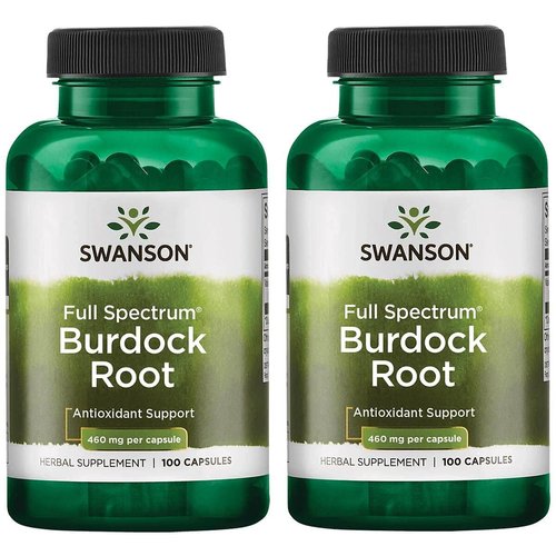 Swanson Burdock Root Kidney '&' Liver Support - Detox Skin Helps Remove Toxins From The Body - Support Well Being And Healthy Immune System - Herbal Antioxidant Supplement (460 mg 100 Capsules) 2 Pack