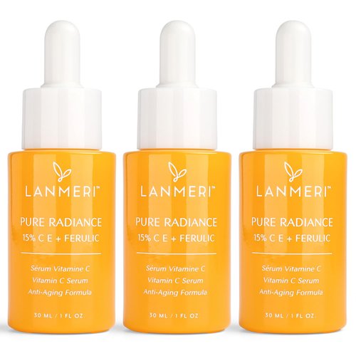 Vitamin C Face Serum 3pack- CE Ferulic Facial Serum with 15% Pure L-Ascorbic Acid, Ferulic Acid, ...