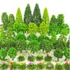 Tazimi 60 Pieces Model Trees 1.36-6 inch Mixed Model Tree Train Scenery Architecture Trees Fake Trees for DIY Crafts, Building Model, Scenery Landscape Natural Green