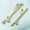 2PCS Gold Metal X Shaped Hair Pins Decorative Fancy Hair Clips Bridal Pearl Hair Barrettes Wedding Side Clips Hair Accessories for Women Lady