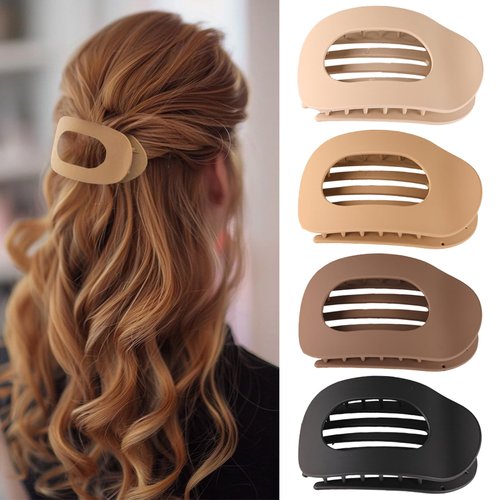 Flat Hair Clips for Women and Girls, Matte Lay Flat Claw Clips, Strong Hold Hair Clips for All Hair Types, French Hair Claw Clips, Non-Slip Grip for Daily Styling