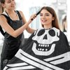 visesunny Barber Cape Calico Jack Pirate Flag Leather Texture Polyester Hair Cutting Salon Cape Apron Anti-Static Haircut Water-Resistant Shaving Cloth Beard Shaving Bib Hairdressing Cape