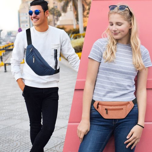 Fanny Pack for Men Women,Crossbody Waist Bag Pack,Belt Bag for Travel Walking Running Hiking Cycling,Easy Carry Any Phone,Wallet (Dark blue)