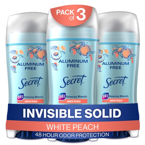 Secret Aluminum Free Deodorant for Women, White Peach, 2.4oz (Pack of 3)