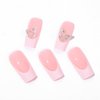 White French Press on Nails Medium & Press on Toenails Set - Square Fake Nails Press ons Nail Art Tips Glue on Nails Full Cover Short False Toe Nails with Butterfly Charms Design Acrylic Nail Kit